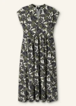 Discount ME+EM Aster Print Tiered Maxi Dress Cream/Navy/Khaki