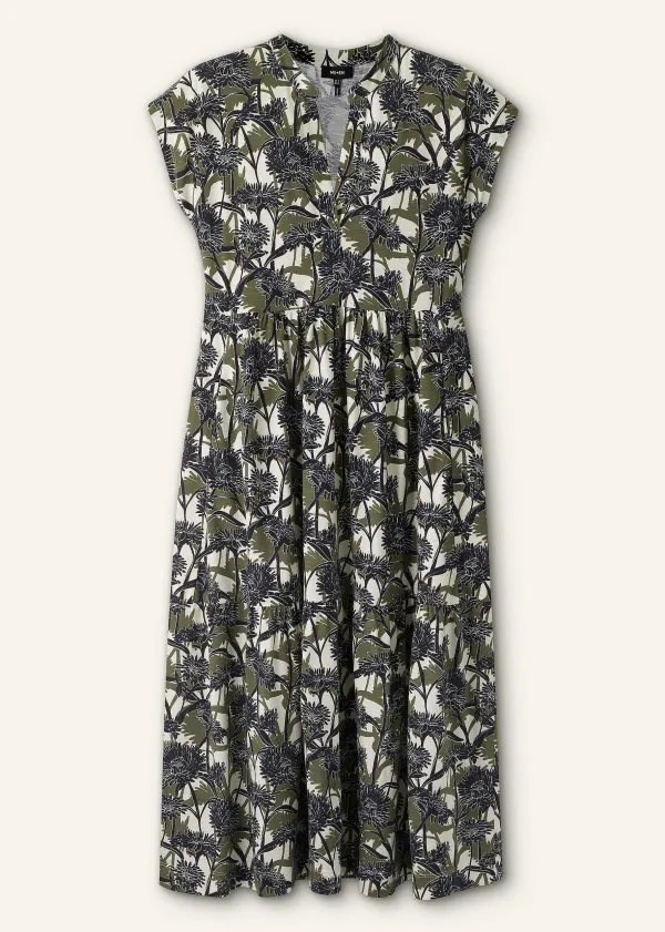 Discount ME+EM Aster Print Tiered Maxi Dress Cream/Navy/Khaki