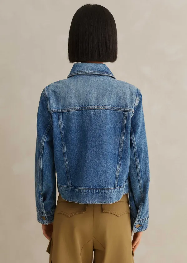 Outlet ME+EM Authentic Denim Relaxed Crop Jacket Blue Wash