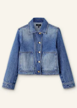 Outlet ME+EM Authentic Denim Relaxed Crop Jacket Blue Wash