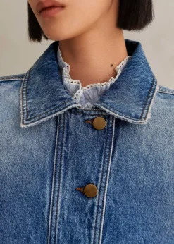 Outlet ME+EM Authentic Denim Relaxed Crop Jacket Blue Wash