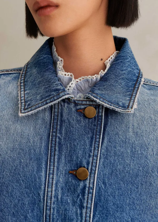 Outlet ME+EM Authentic Denim Relaxed Crop Jacket Blue Wash