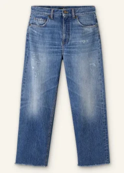 Outlet ME+EM Authentic Distressed Relaxed Straight Jean Mid Wash