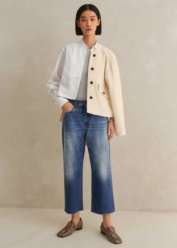 Outlet ME+EM Authentic Distressed Relaxed Straight Jean Mid Wash