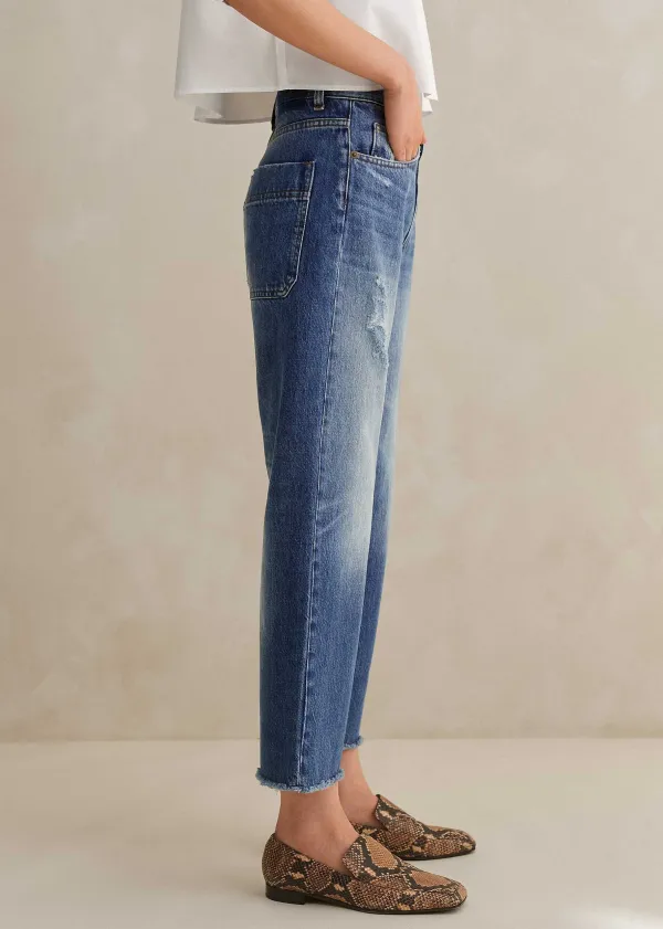 Outlet ME+EM Authentic Distressed Relaxed Straight Jean Mid Wash