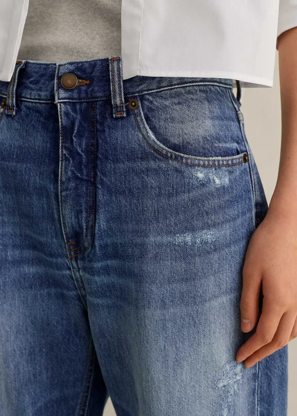 Outlet ME+EM Authentic Distressed Relaxed Straight Jean Mid Wash