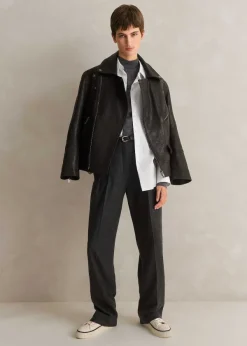 Outlet ME+EM Authentic Leather Biker Jacket Black