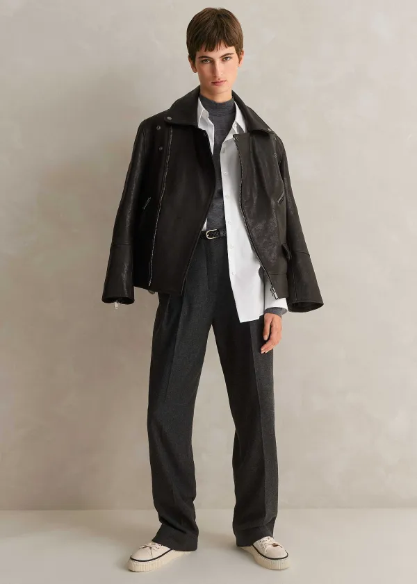 Outlet ME+EM Authentic Leather Biker Jacket Black