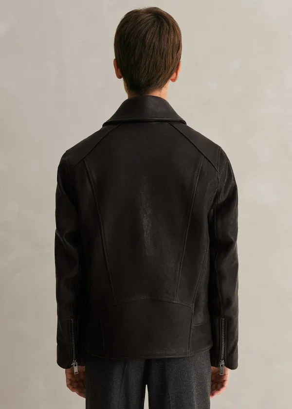 Outlet ME+EM Authentic Leather Biker Jacket Black