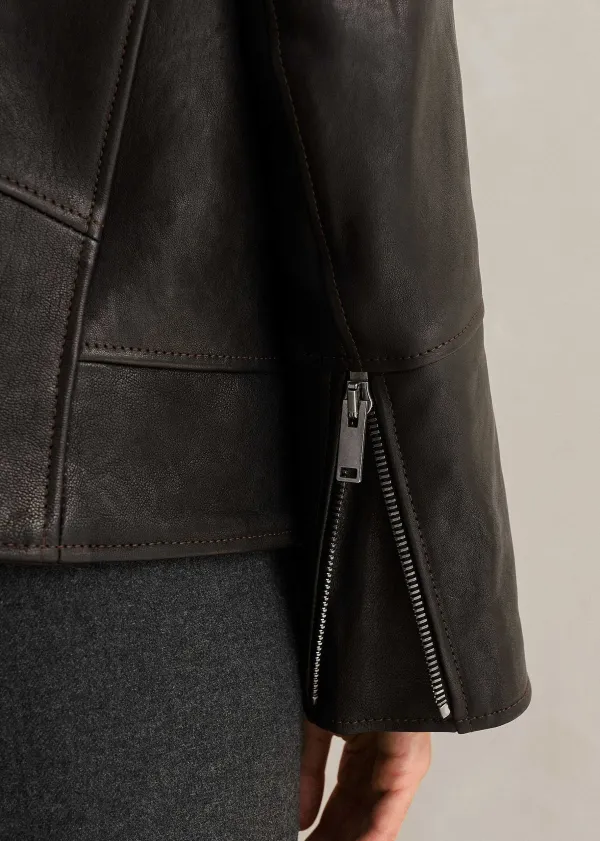 Outlet ME+EM Authentic Leather Biker Jacket Black