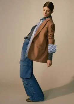 Discount ME+EM Baggy Cargo Denim Trouser Mid Blue
