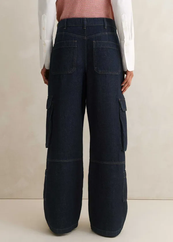 Outlet ME+EM Baggy Cargo Denim Trouser Rinse Wash Denim