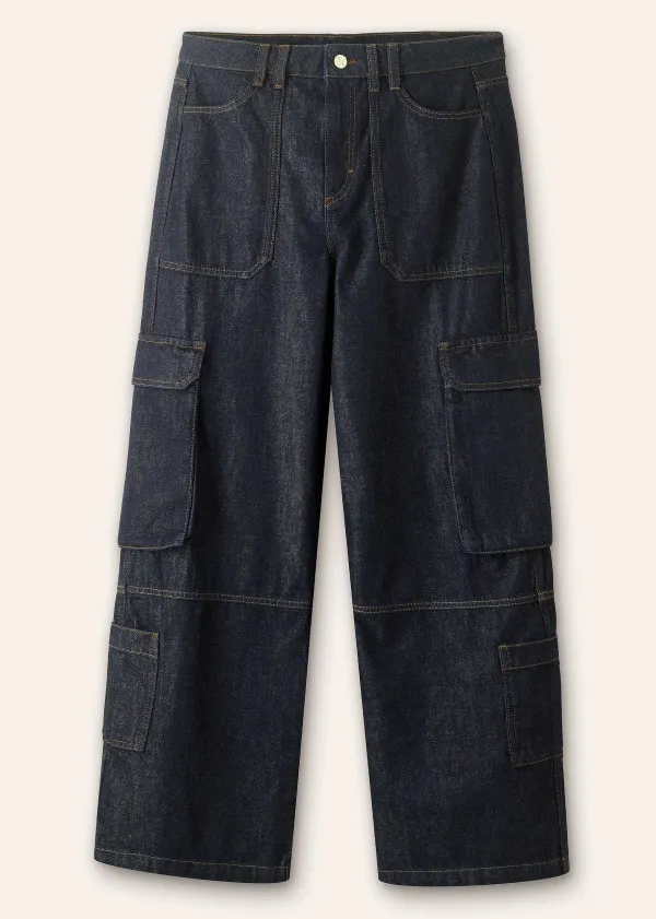 Outlet ME+EM Baggy Cargo Denim Trouser Rinse Wash Denim