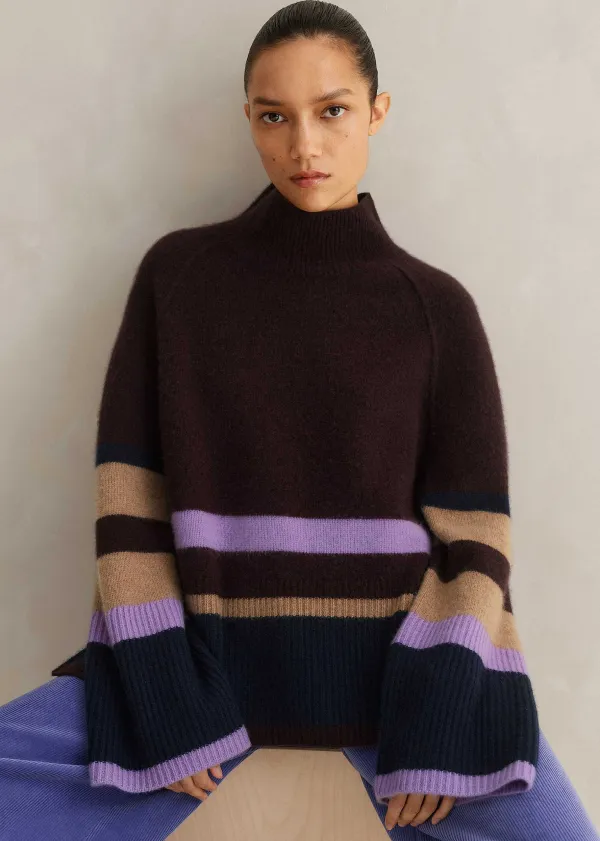 Hot ME+EM Boiled Cashmere Relaxed Stripe Jumper Ganache Multi