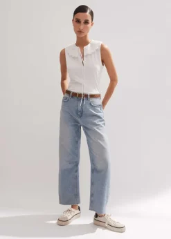 ME+EM Broderie Bib Sleeveless Layering Tank Soft White