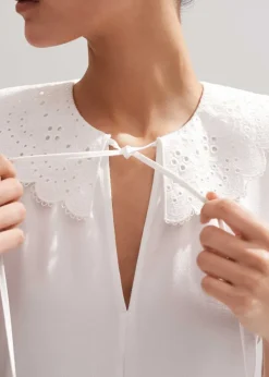 ME+EM Broderie Bib Sleeveless Layering Tank Soft White