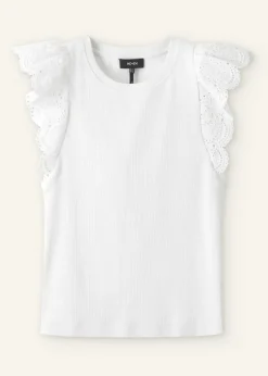 Sale ME+EM Broderie Trim Tank Top Soft White