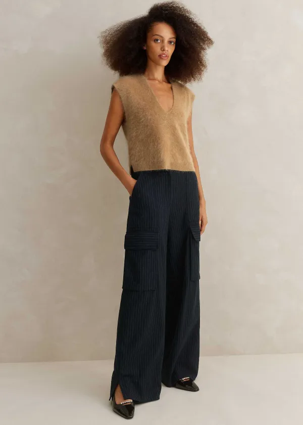 Sale ME+EM Brushed Cashmere V Neck Cropped Vest Camel