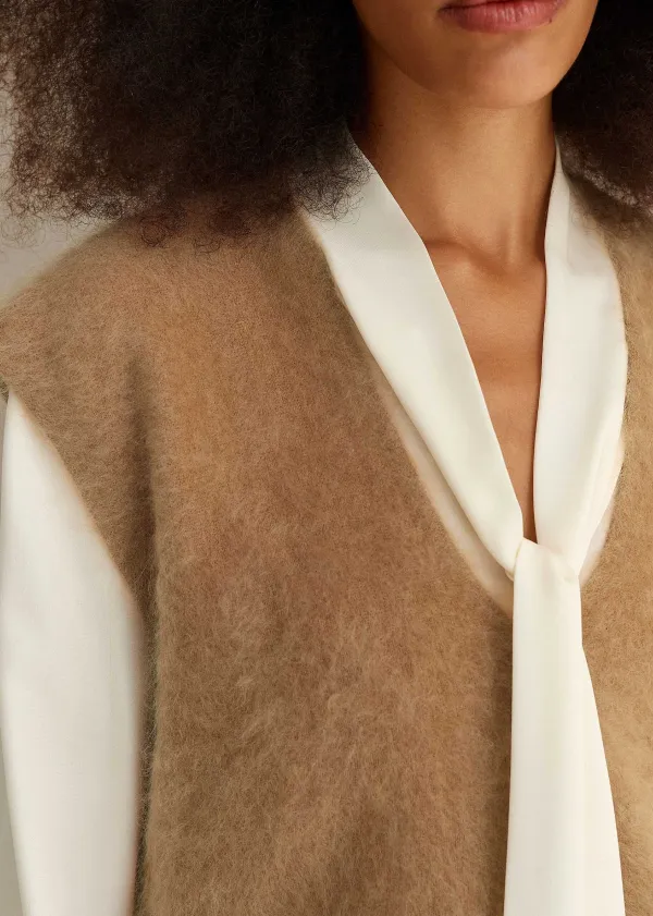 Sale ME+EM Brushed Cashmere V Neck Cropped Vest Camel