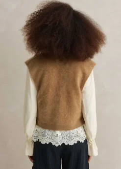 Sale ME+EM Brushed Cashmere V Neck Cropped Vest Camel