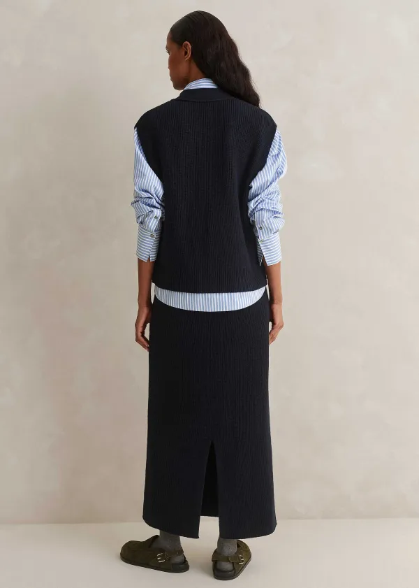 Clearance ME+EM Button Up Knitted Vest + Skirt Co-Ord Blue