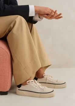New ME+EM Canvas Lace Up Trainer Off White