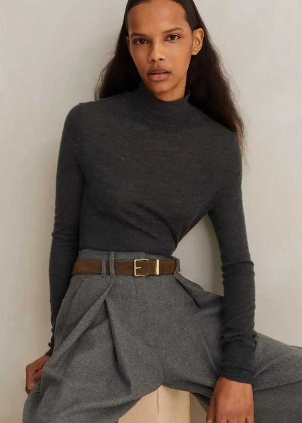 Clearance ME+EM Cashmere Barely There Layering Jumper Charcoal