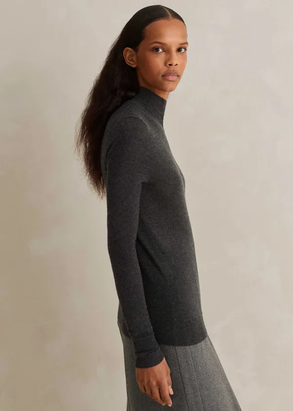 Clearance ME+EM Cashmere Barely There Layering Jumper Charcoal