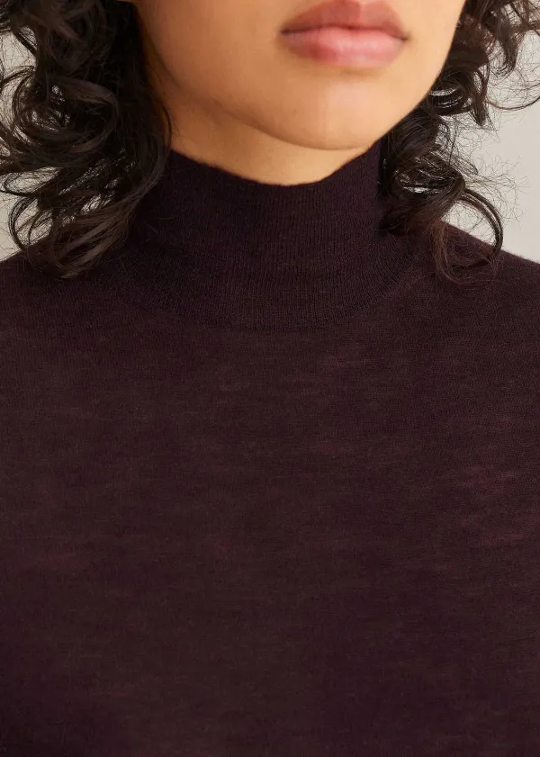 New ME+EM Cashmere Barely There Layering Jumper Deep Cabernet