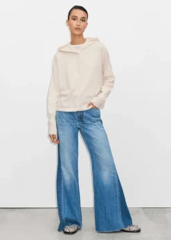 Outlet ME+EM Cashmere Drop Shoulder Box Crop Hoody Natural Cream