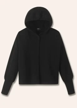 Sale ME+EM Cashmere Drop Shoulder Box Crop Hoody Black