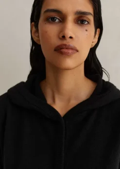 Sale ME+EM Cashmere Drop Shoulder Box Crop Hoody Black