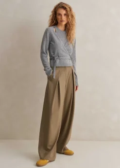 Best ME+EM Cashmere Layered Wrap Top Silver Grey M Lange