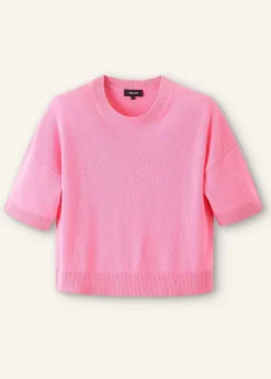 Sale ME+EM Cashmere Relaxed Crop Tee Perfect Pink