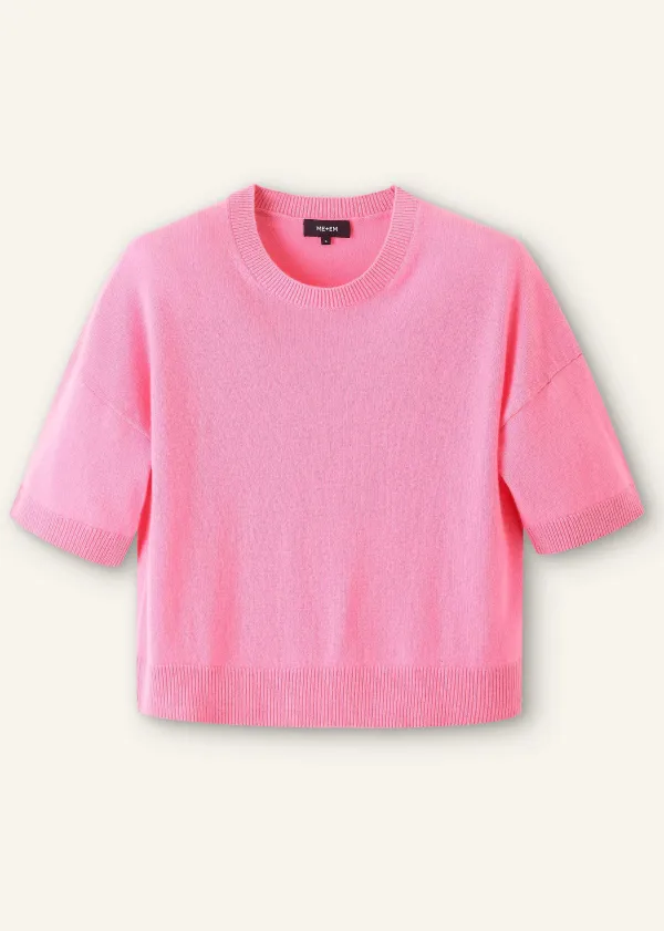 Sale ME+EM Cashmere Relaxed Crop Tee Perfect Pink
