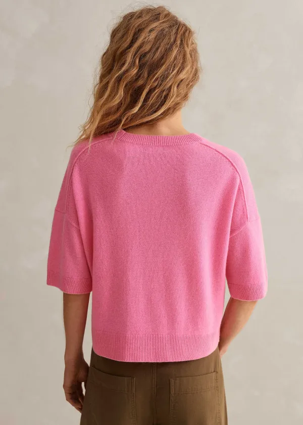 Sale ME+EM Cashmere Relaxed Crop Tee Perfect Pink