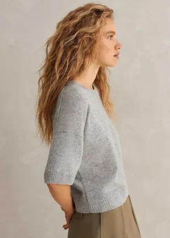 Discount ME+EM Cashmere Relaxed Crop Tee Silver Grey M Lange