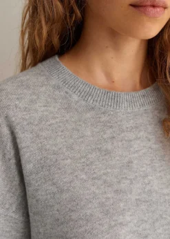 Discount ME+EM Cashmere Relaxed Crop Tee Silver Grey M Lange
