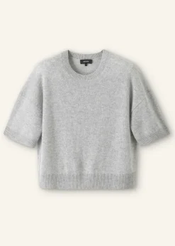 Discount ME+EM Cashmere Relaxed Crop Tee Silver Grey M Lange