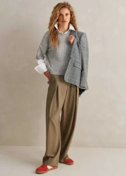 Discount ME+EM Cashmere Relaxed Crop Tee Silver Grey M Lange