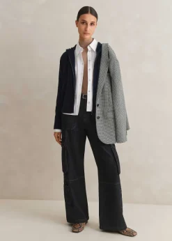 Online ME+EM Cashmere Relaxed Fit Box Zip Hoody Navy