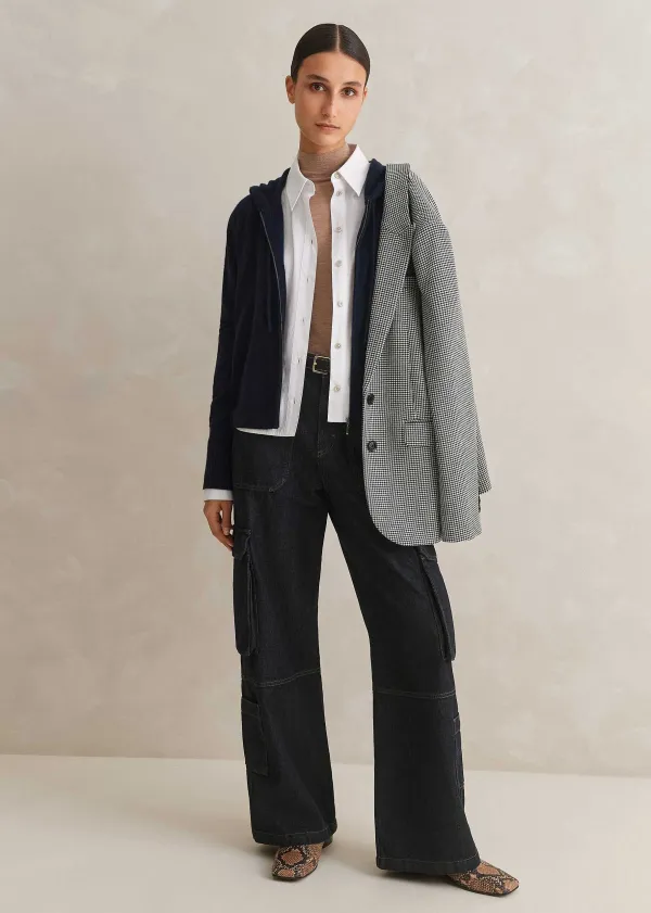 Online ME+EM Cashmere Relaxed Fit Box Zip Hoody Navy