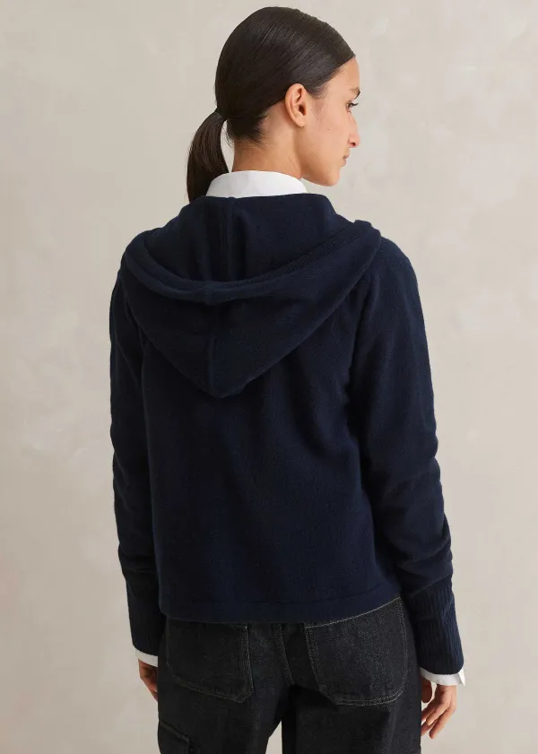 Online ME+EM Cashmere Relaxed Fit Box Zip Hoody Navy