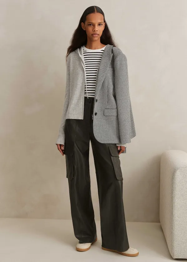 ME+EM Cashmere Relaxed Fit Box Zip Hoody Silver Grey M Lange