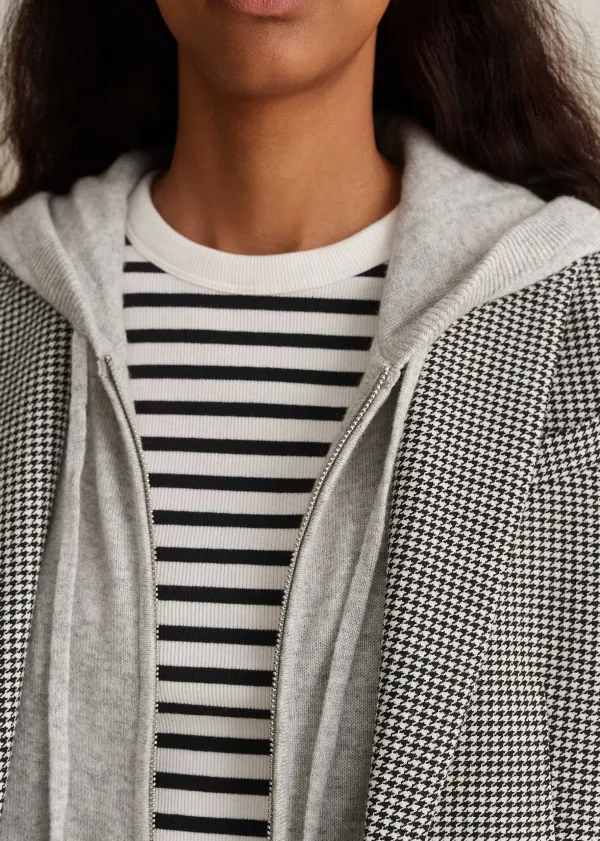 ME+EM Cashmere Relaxed Fit Box Zip Hoody Silver Grey M Lange