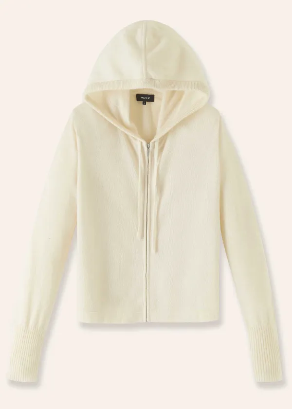 Clearance ME+EM Cashmere Relaxed Fit Box Zip Hoody Natural Cream