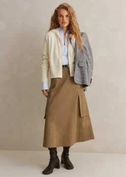 Clearance ME+EM Cashmere Relaxed Fit Box Zip Hoody Natural Cream