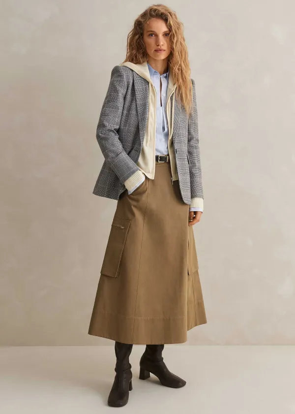 Clearance ME+EM Cashmere Relaxed Fit Box Zip Hoody Natural Cream