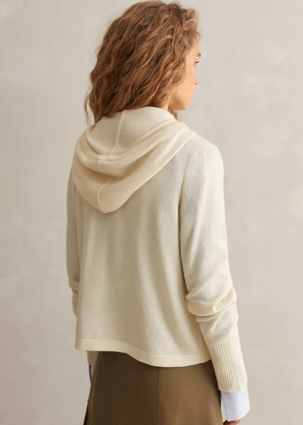 Clearance ME+EM Cashmere Relaxed Fit Box Zip Hoody Natural Cream