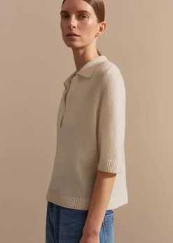 Best ME+EM Cashmere Relaxed Polo Shirt Cream